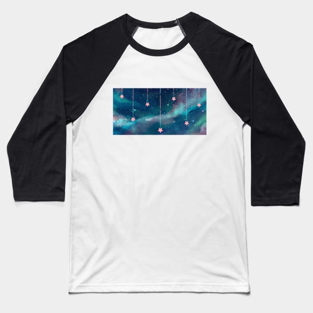 Hanging Star Baseball T-Shirt by KucingKecil